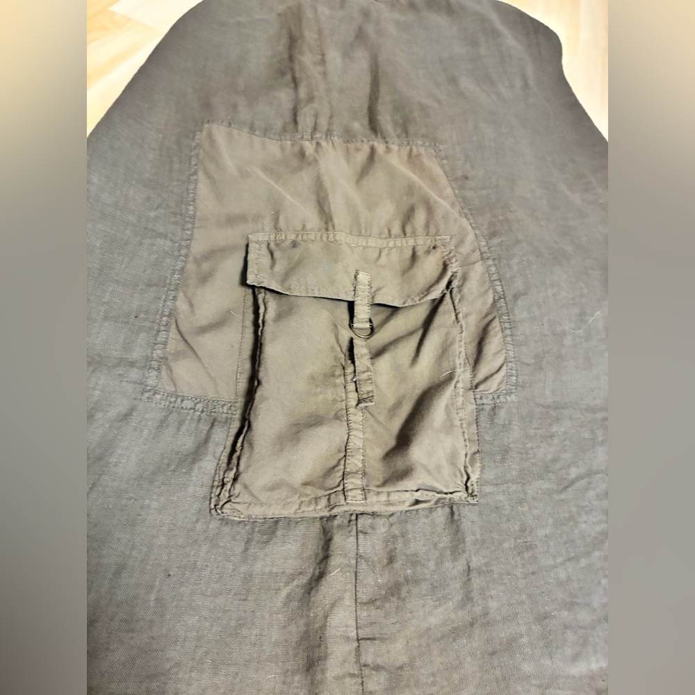 Vintage linen Made in Italy Cotton Utility Cargo Maxi Skirt Olive Green - Picture 9 of 15
